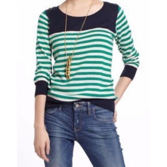 anthropologie Sweaters - Hi There Karen Walker Green White Striped Sweater